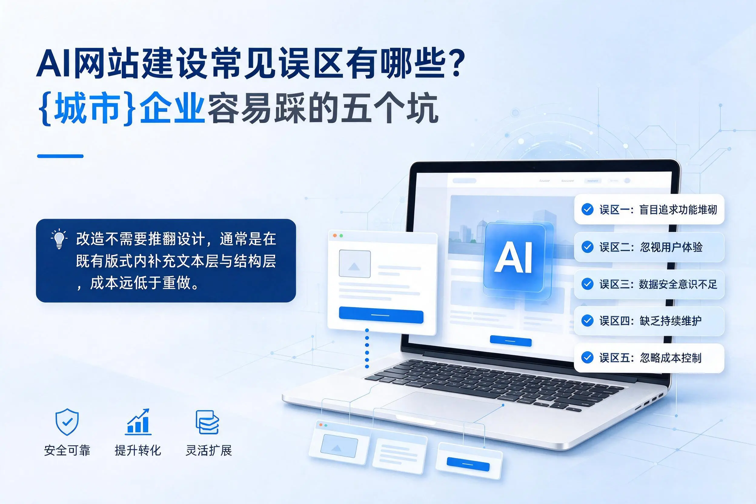 AI网站建设常见误区有哪些？新余企业容易踩的五个坑