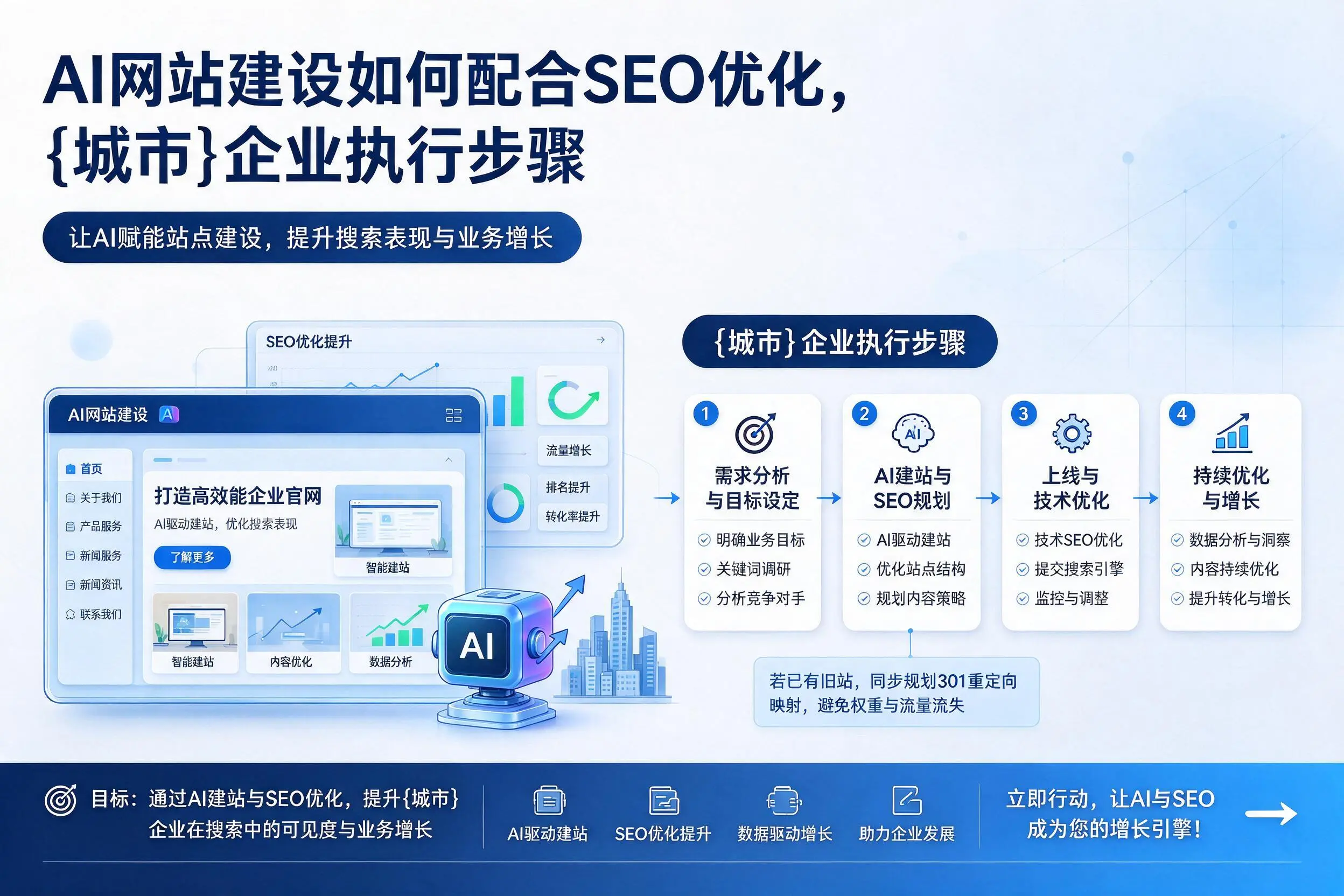 AI网站建设如何配合SEO优化,新余企业执行步骤